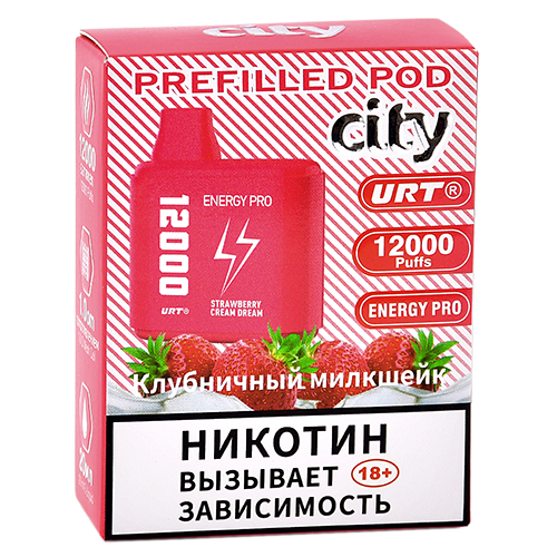 Картридж City Energy Pro 12.000 - Клубничный милкшейк (1 шт.)